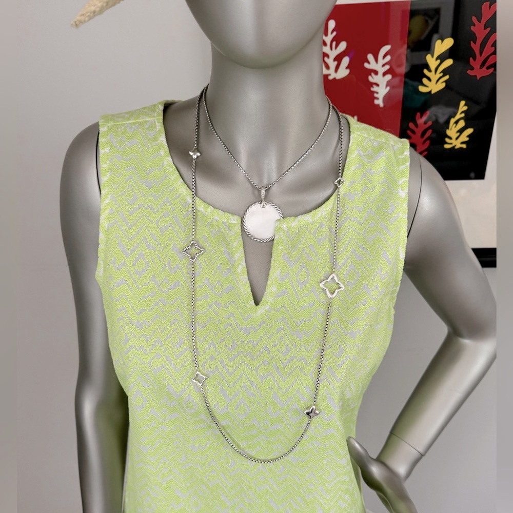 Sigrid Olsen Lime Green Sleeveless Top With Beaut… - image 1